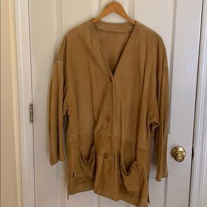 Ruffo Camel Suède jacket stitching details-XL